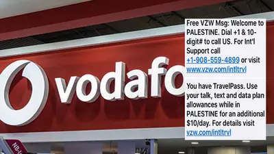 اسرائيل : شركة فودافون تبعث رسائل إلى حرفاءها مرحبًا بكم في فلسطين