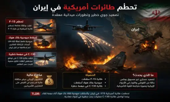 إسقاط مروحية بلاك هوك بعد تحطم طائرة حربية أمريكية في ايران