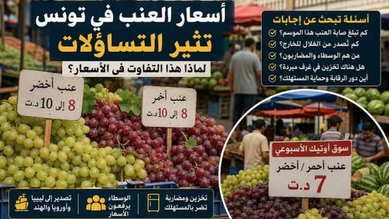 لماذا يختلف سعر العنب من مكان لآخر في تونس؟